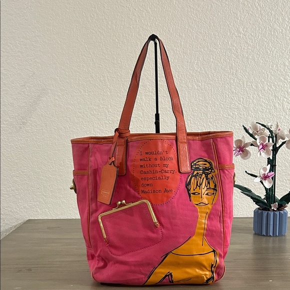 Coach 13379 Bonnie Cashin Carry Shopper Tote in Fuchsia Pink Canvas - Picture 1 of 16